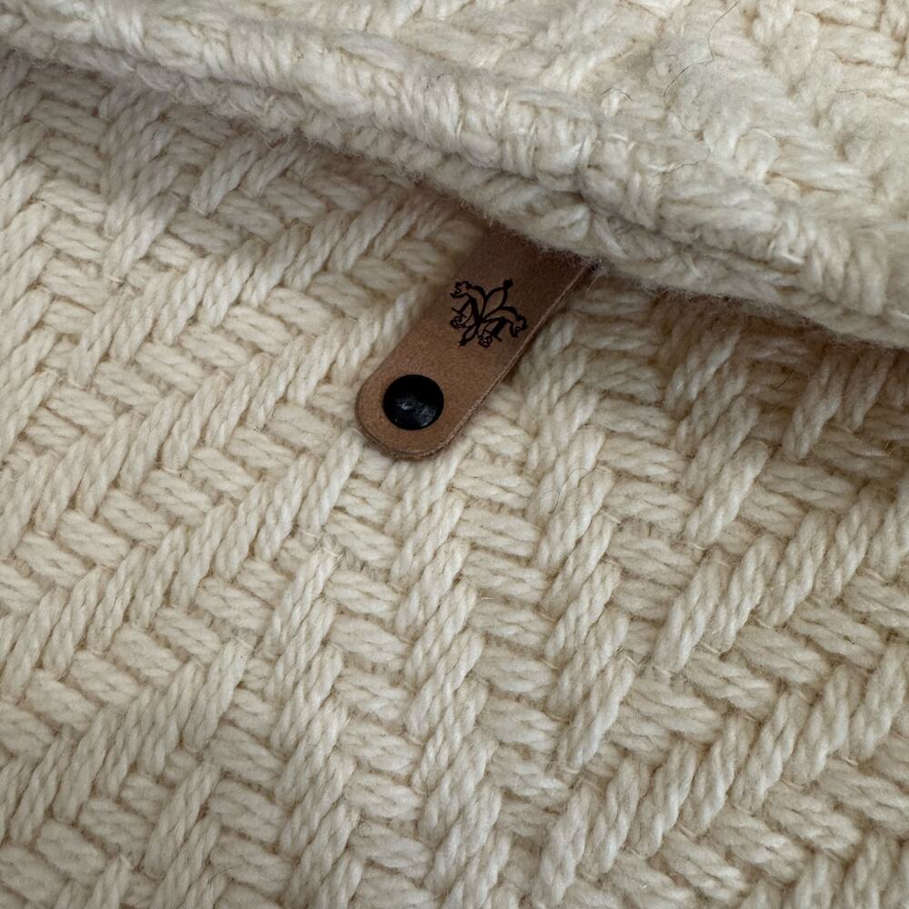 Mackage Petite Ivory Herringbone Wool Blend Coat Leather Trim - Picture 9 of 14